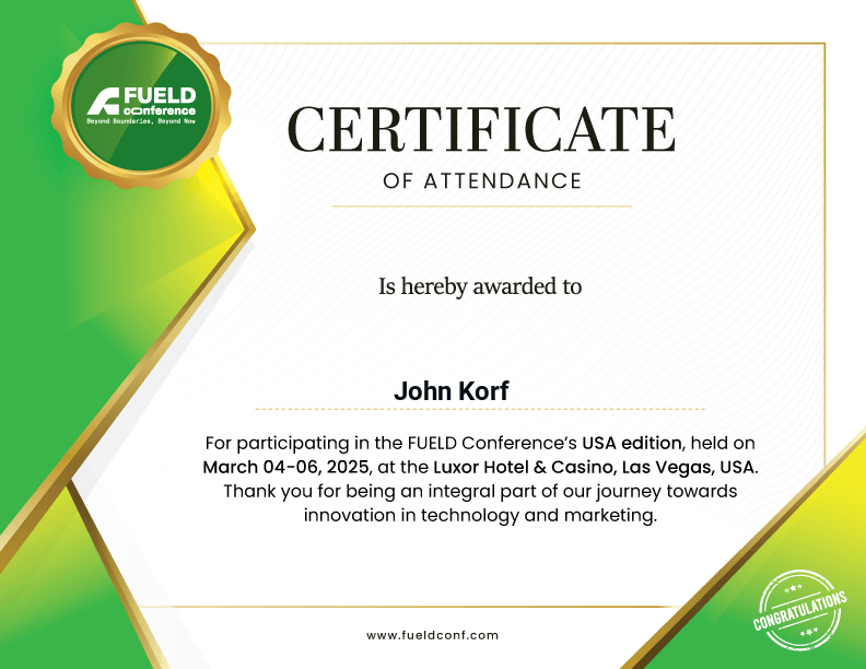 Certificate of Attendance — FUELD Conference USA 2025